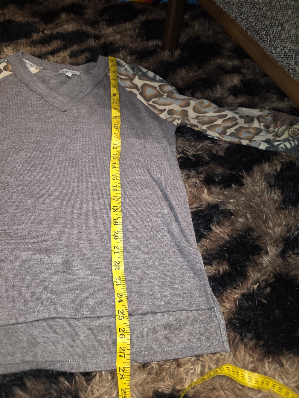 white birch Taupe Pullover with Patterned Animal-Print Sleeves - Picture 4 of 4